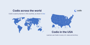 Codio learner usage around the world and in the united states