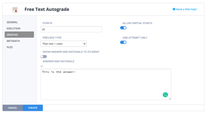 auto-grade free text in codio